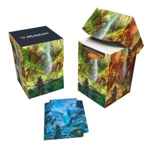 ultra pro - bloomburrow 100+ deck box® season lands: swamp for magic: the gathering, exclusive artwork, archival safe, rigid polypropylene, deck divider included