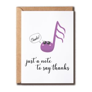 ndhgifts just a note to say thanks card - funny punny card - thank you card for family - card for friend - blank card - music card - gift for teacher