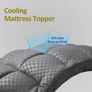 Mattress Topper Full, Cooling Mattress Pad Cover for Hot Sleepers, Extra Thick 5D Snow Down Alternative Overfilled Plush Pillow Top with 8-21 Inch Deep Pocket -54"x75" Grey