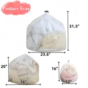 8Pcs Mesh Laundry Bag with Drawstring Closure, White Breathable Coarse & Fine mesh, Durable Mesh Laundry Bags for Washing Machine Delicates Clothes, Bed Linen,travel, Storage, 3 Sizes 2XL 2L 4M