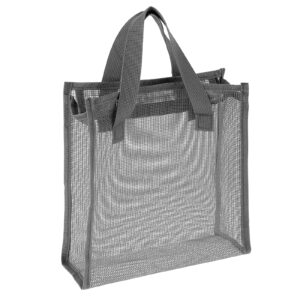 mozeat lens mesh shower bag grey portable mesh shower caddy quick-dry tote bag dorm toiletry organizer gym shower mesh bag for gym travel camping college dorm room bathroom