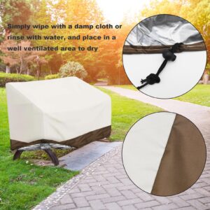 Hoypeyfiy Waterproof Outdoor Bench Cover Beige & Brown Oxford Fabric Bench Cover for 2-Seater Bench Loveseat Furniture for Outside Garden Park Patio