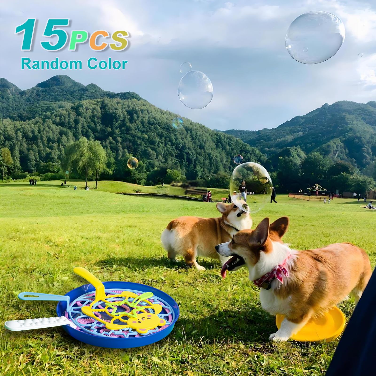 WDBO Bubble Wands Set, 20 PCS Giant Bubble Makers with Tray for Kids, Outdoor Bubble Party Favors