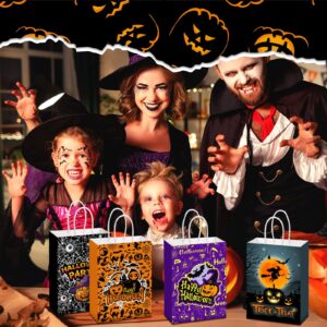 Sinload 24 Pcs Halloween Trick or Treat Bags with Handles Paper Candy Gift Bags Halloween Goodie Bags Halloween Paper Snacks Bags for Holiday Treats Kids Halloween Party Favors Supplies