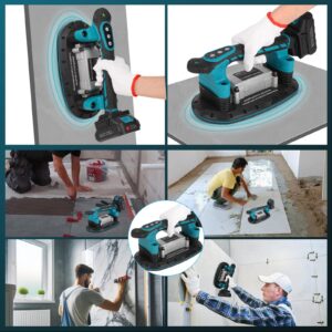 Tile Vibration Machine Installation Tool, Handheld Automatic Tiling Vibrator with Enlarged Suction Cup for Tiling Leveling Laying 21V 12500mAh 24000r/min 6 Speeds Adjustable