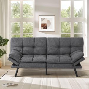 MUUEGM Futon Couch, Futon Sofa Bed with Memory Foam, 71" Adjust Backrest Sofa for Studios, Apartments, Dormitories, Offices and Game Rooms.