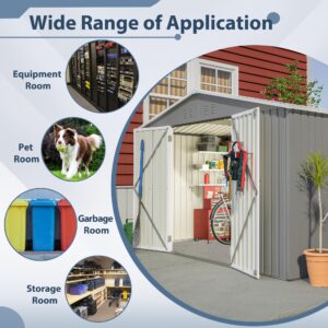 Backyard Shed,10 X 8 Ft Large Metal Tool Sheds, Heavy Duty Storage House with Sliding Doors with Air Vent for Backyard Patio Lawn to Store Bikes, Tools, Lawnmowers Dark Grey