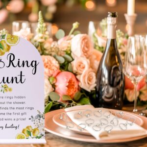 Lemon Bridal Shower Party Ring Scavenger Hunt, The Ring Hunt Game, 1 Sign & 30 Rings, Bridal Shower Decoration, wedding party games(xzjz13)