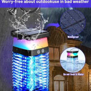 Solar Bug Zapper Outdoor Indoor, 3 in 1 Portable Electric Mosquito Zapper, Waterproof Plug in with RGB Light & Reading Lamp, Rechargeable Fly Zapper Insect Trap for Patio Camping Home Backyard