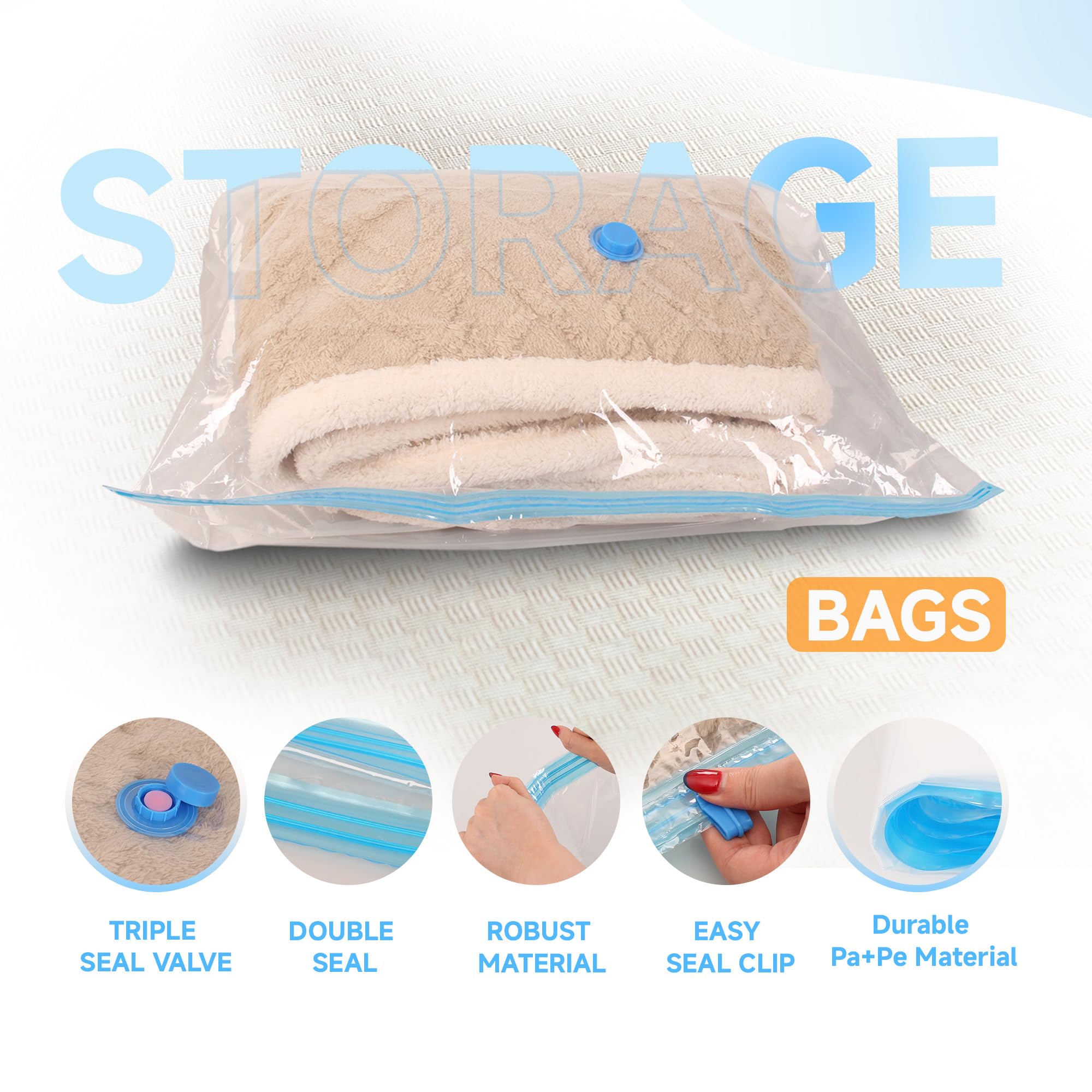 25 Pack Vacuum Storage Bags with Electric Air Pump, Space Saver Bags (3 Jumbo/4 Large/5 Medium/5 Small/4 Roll M/4 Roll S) Vacuum Sealer Bags for Clothes, Blanket, Duvets, Pillows, Comforters, Travel