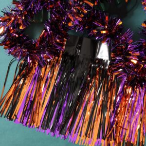 Ohiyoo 5 Pack 10 Feet Halloween Foil Fringe Garland Orange Black Purple Fringe Garland Metallic Tinsel Streamers Fringe Backdrop Banner for Halloween Parade Floats Halloween Party Decoration