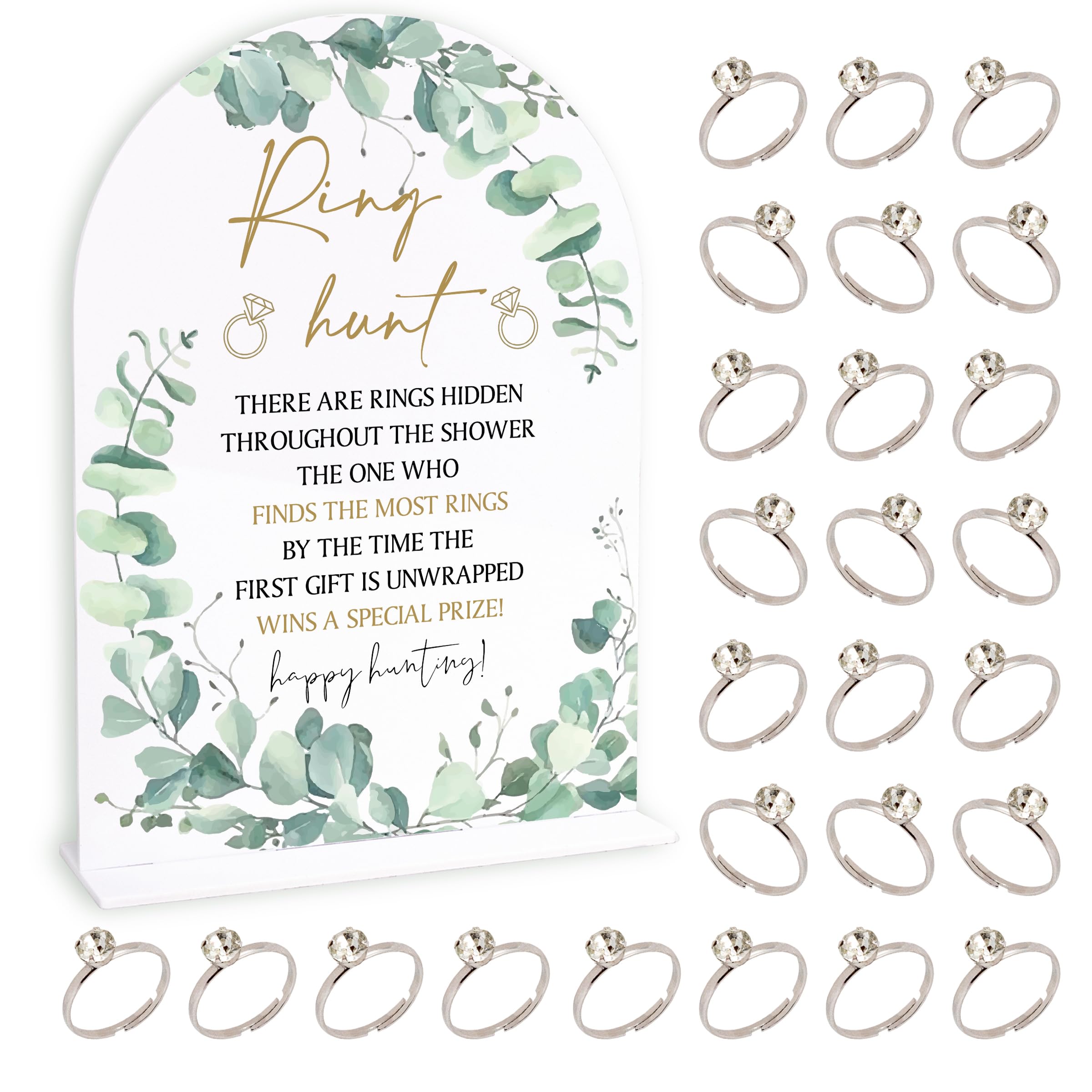 Bridal Shower Ring Hunt Games, Funny Ring Hunt Games, Engagement Party Games, Bridal Shower Decorations, Wedding Shower Games(1 Sign & 30 Rings)-xnxb01