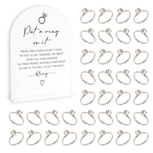 stizak minimalist bridal shower decorations, wedding shower games, popular bridal shower game, put a ring on it game, 1 sign and 50 rings(dsxn10)