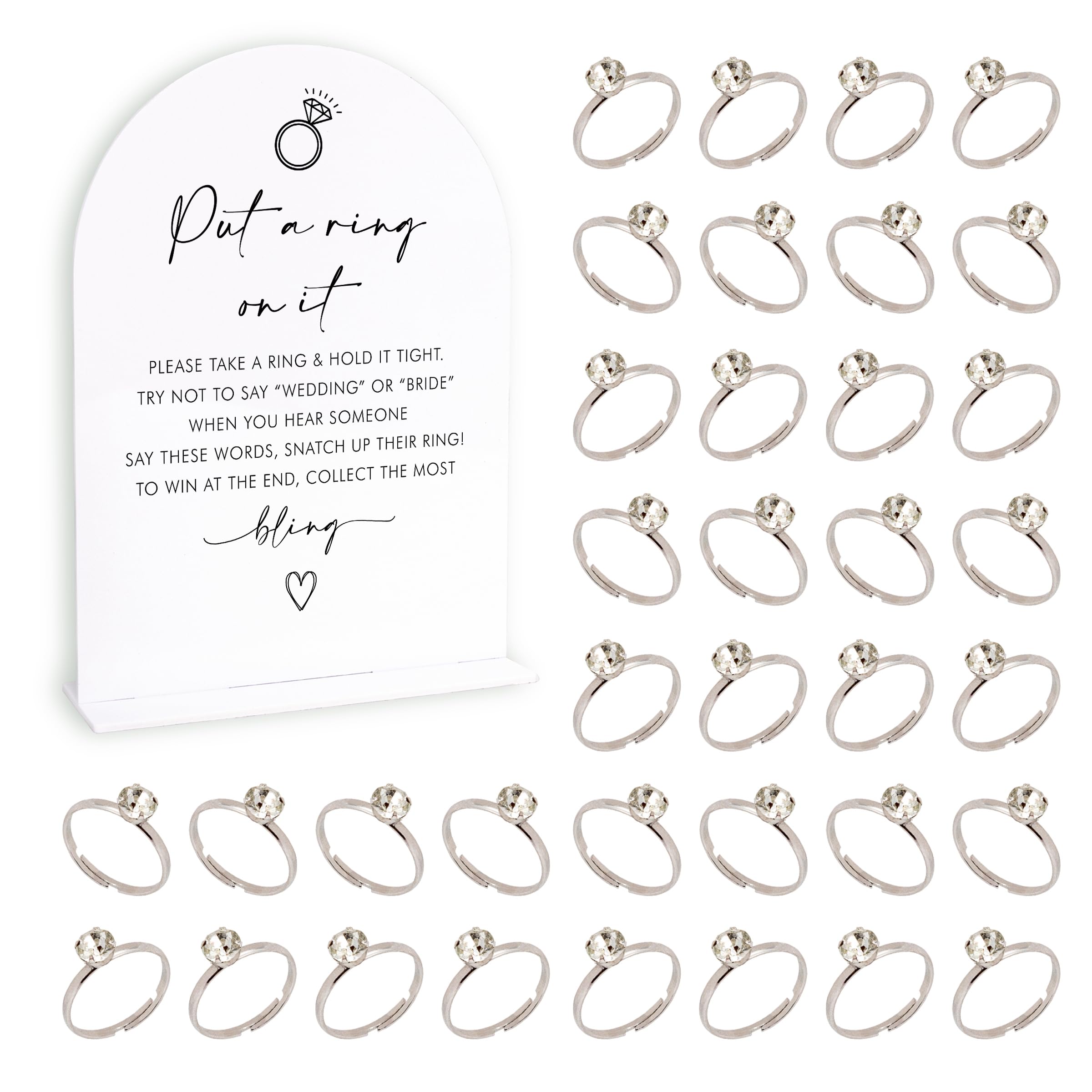 stizak Minimalist Bridal Shower Decorations, Wedding Shower Games, Popular Bridal Shower Game, Put A Ring On It Game, 1 Sign and 50 Rings(dsxn10)