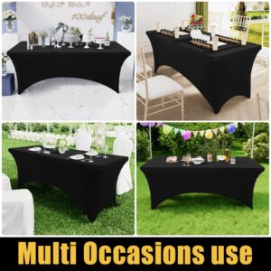 Smiry 2 Pack Spandex Table Cloth 6FT, Elastic Fitted Stretch Tablecloths for Rectangle Tables, Washable Table Cover for Outdoor, Wedding, Banquet & Parties (Black, 72Lx30Wx30H Inch)