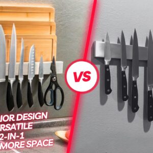 Demi's Home Knife Magnetic Strip & Cutting Board Holder for Wall or Fridge - 16 inch - (Knives & Cutting Boards Not Included) - Magnetic Cutting Board Rack & Magnetic Knife Holder for Fridge or Wall