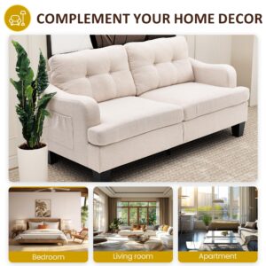 RoyalCraft Modular Sectional Sofa, Memory Foam, Button Tufted Designed, 3 Seats Sofa Couch for Living Room, Beige Velvet