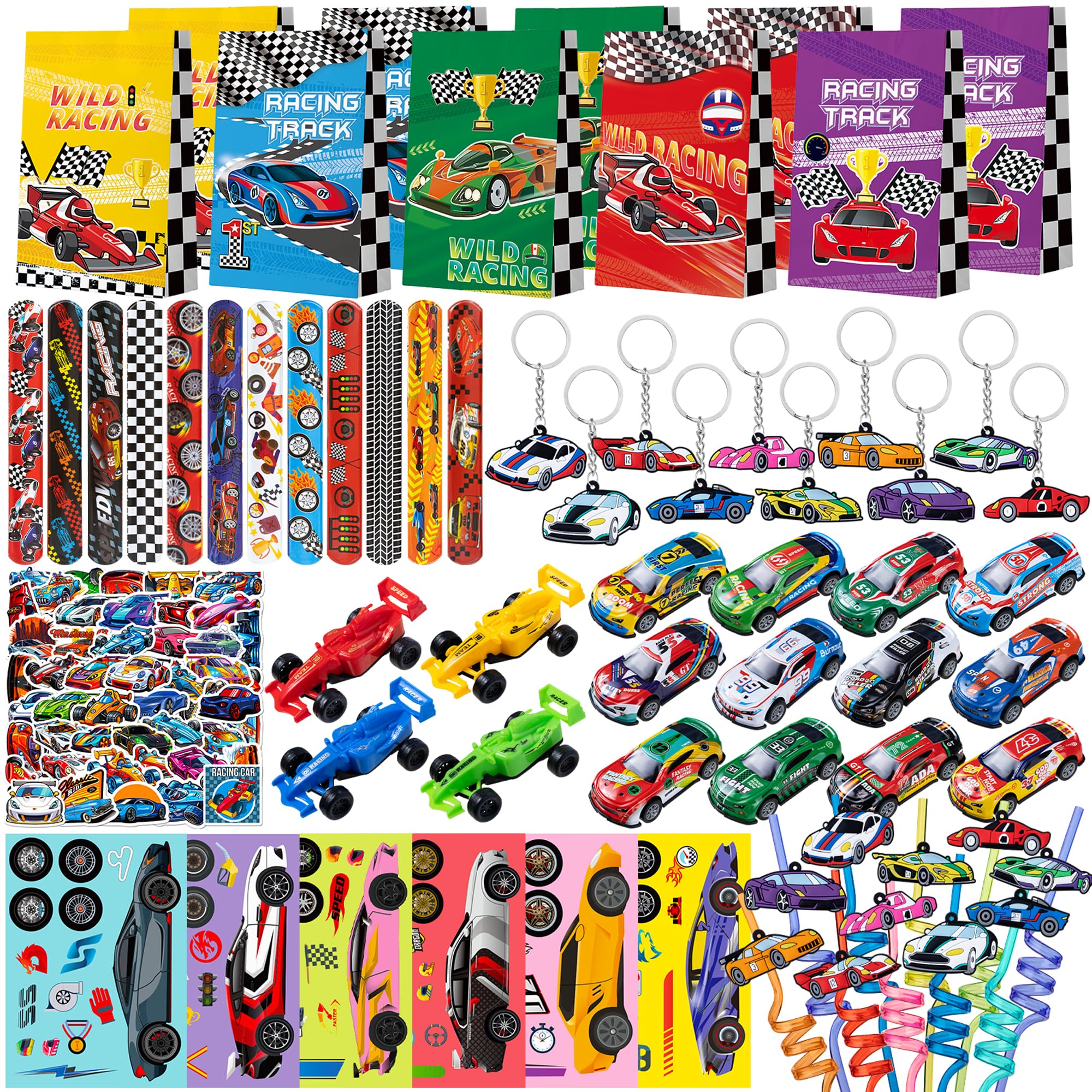 VIZOZEN Race Car Party Favors Set Race Cars Kids Race Car Themed Birthday Party Supplies Goodie Bag Fillers