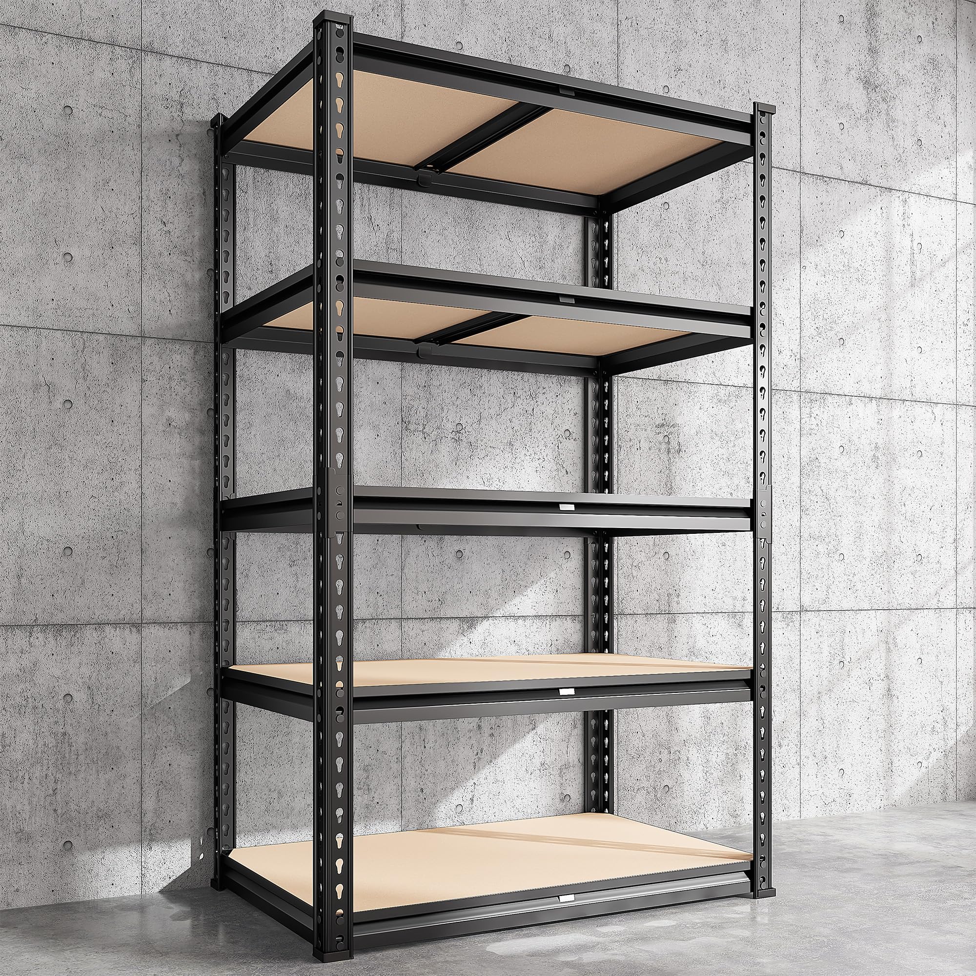 REIBII Garage Shelving 2000LBS Storage Shelves Heavy Duty Shelving 5 Tier Adjustable Metal Shelves for Garage Shelves Sturdy Shelving Unit Storage Rack for Kitchen Pantry Basement, 60" H x28 Wx 14" D