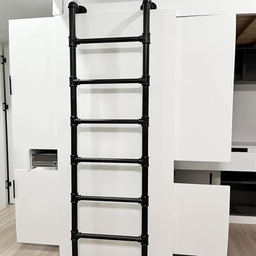 Metal Loft Bed Ladder Wall Mounted, Attic Stairs Basement Egress Ladders, Fire Escape Ladder for Emergency Home Safety, Space-Saving Climb Ladders, Loads 330lbs, 3.3ft-8ft(4.6FT/1.4M/55.2IN)