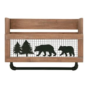 synovana cabin style hanging towel rack with bar farmhouse wooden floating shelf bear wall decor rustic wall mounted storage towel rack for bathroom kitchen living room home decor