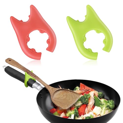 cobee 2pcs Spoon Rest for Cooking, Silicone Spoon Pot Pan Holder Non-Slip Pot Clip Rest Heat Resistance Kitchen Utensil Rest Mini Stove Top Spatula Holder Cute Cooking Gadgets for Kitchen Accessories