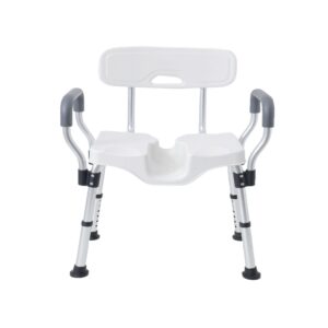 urby plus size shower chair, semi pre-assambled extra wide shower chair with cutout seat-u-shape for private washing, shower chair for elderly and disabled, 150kg capacity.