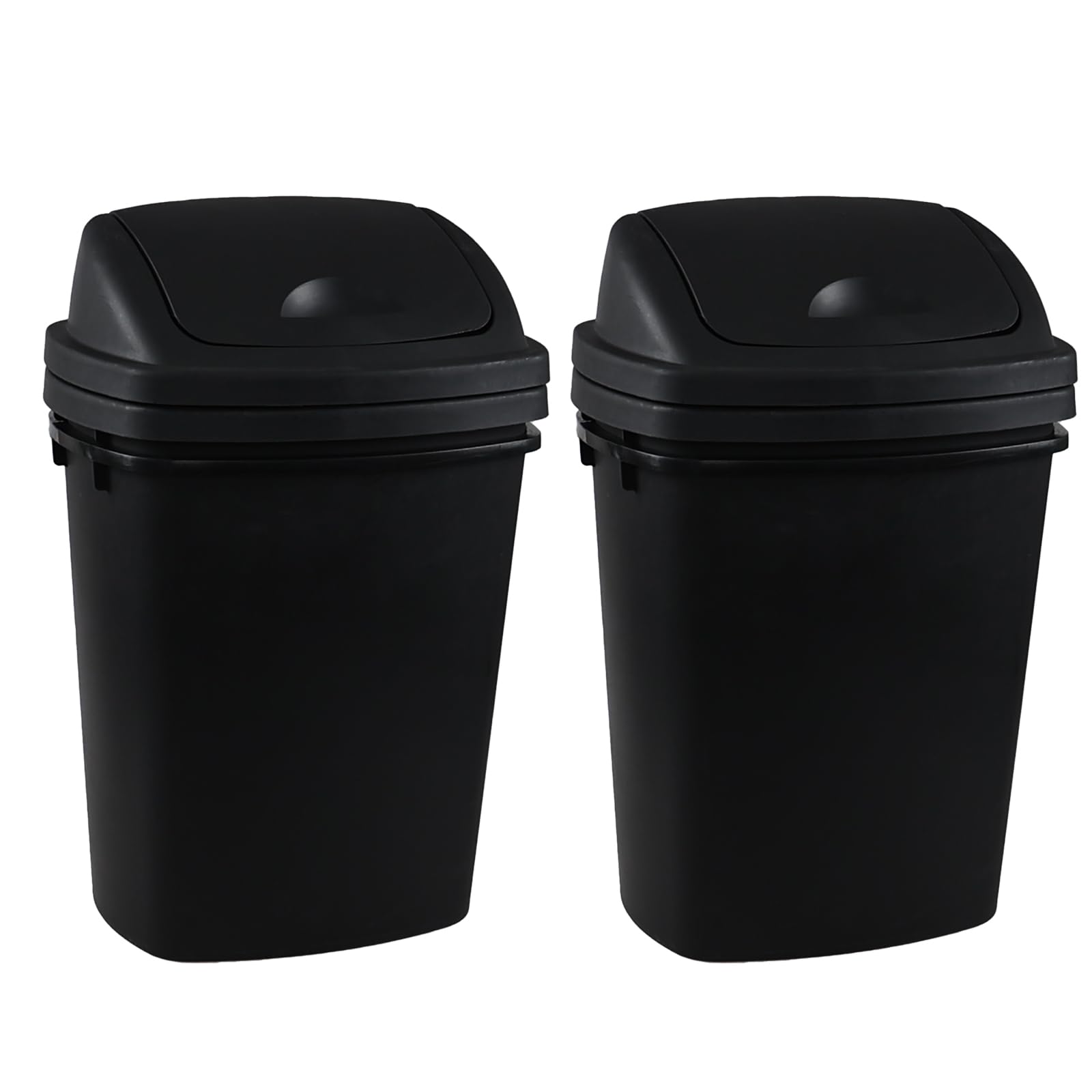 Parlynies 4 Pack 8 Gallon Medium Trash Can with Lid, Plastic Swing Top Garbage Can, Black Waste Bin Waste Basket for Bathroom, Kitchen, Bedroom, Office, College