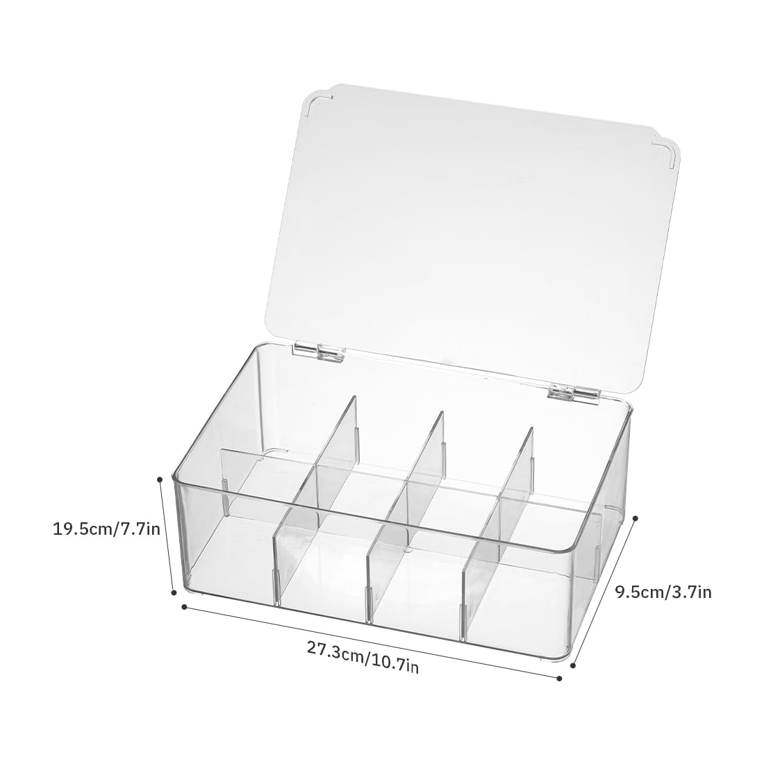 Naivees Clear Divided Storage Organizer Container Box with Lid Removable Divided Storage Medicine and Tea Bag Box Dresser Organizers Plastic Storage Bins for Cosmetics,Crafts,Coffee Pods (2)