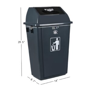 Pekky 18 Gallon Large Garbage Can Set of 4, Plastic Trash Can with Swing Lid, Grey