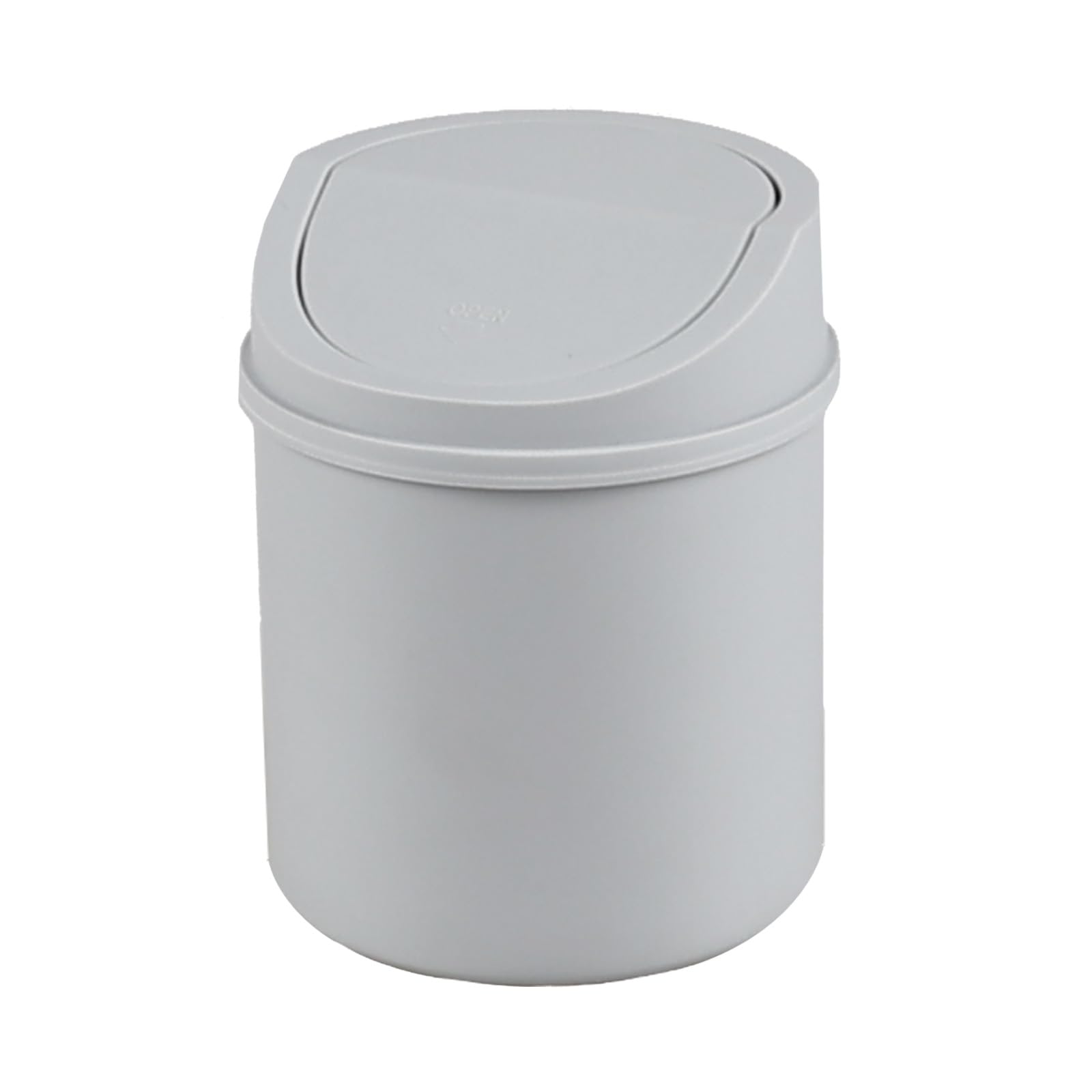 Hayixia 1-Pack 2 L Mini Desktop Trash Can with Swing Lid, Tiny Plastic Countertop Garbage Can, Grey