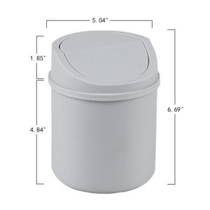 Hayixia 1-Pack 2 L Mini Desktop Trash Can with Swing Lid, Tiny Plastic Countertop Garbage Can, Grey