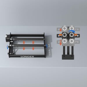 LONGER Laser Engraving machine's Rotary Roller Lifting Frame can be Used More Effectively with The Rotary Drums of Most Laser Engraving Machines.