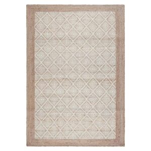 town & country terra nalani textured diamond hand-knotted flatwoven 100% natural jute area rug, brown, 3'x5'