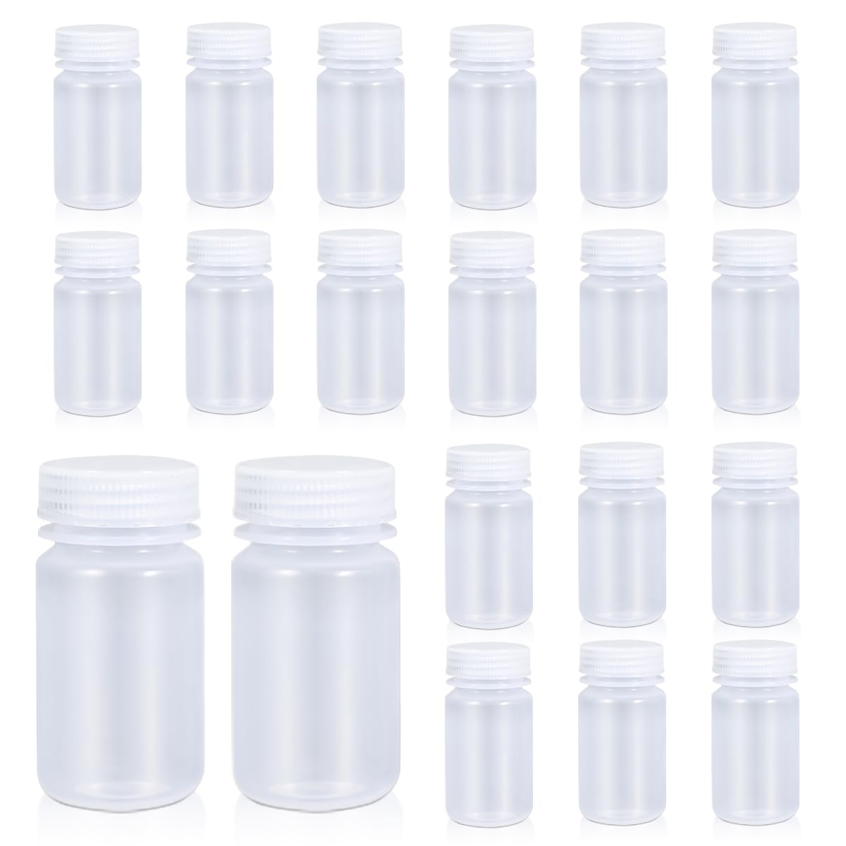 ASEVAT 20Pcs Clear Plastic Reagent Bottle, 4 oz Laboratory Grade Polypropylene Wide Mouth with Screw Cap, Water Sample Bottles for Classrooms or Storage at Home