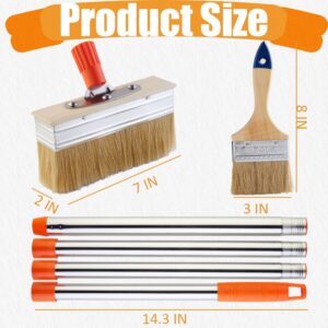 YUJOIBAN 7" Deck Stain Brush with Long Handle, 60" Extension Pole Deck Stain Applicator with 3" Paint Brushes Set, Stain Brushes for Painting Wood Deck, Masonry, Fence, Wall and Furniture