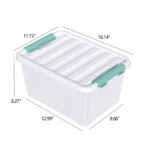 Nicesh 20 L Clear Latch Storage Box, 4 Pack Plastic Latch Storage Bins with Lid