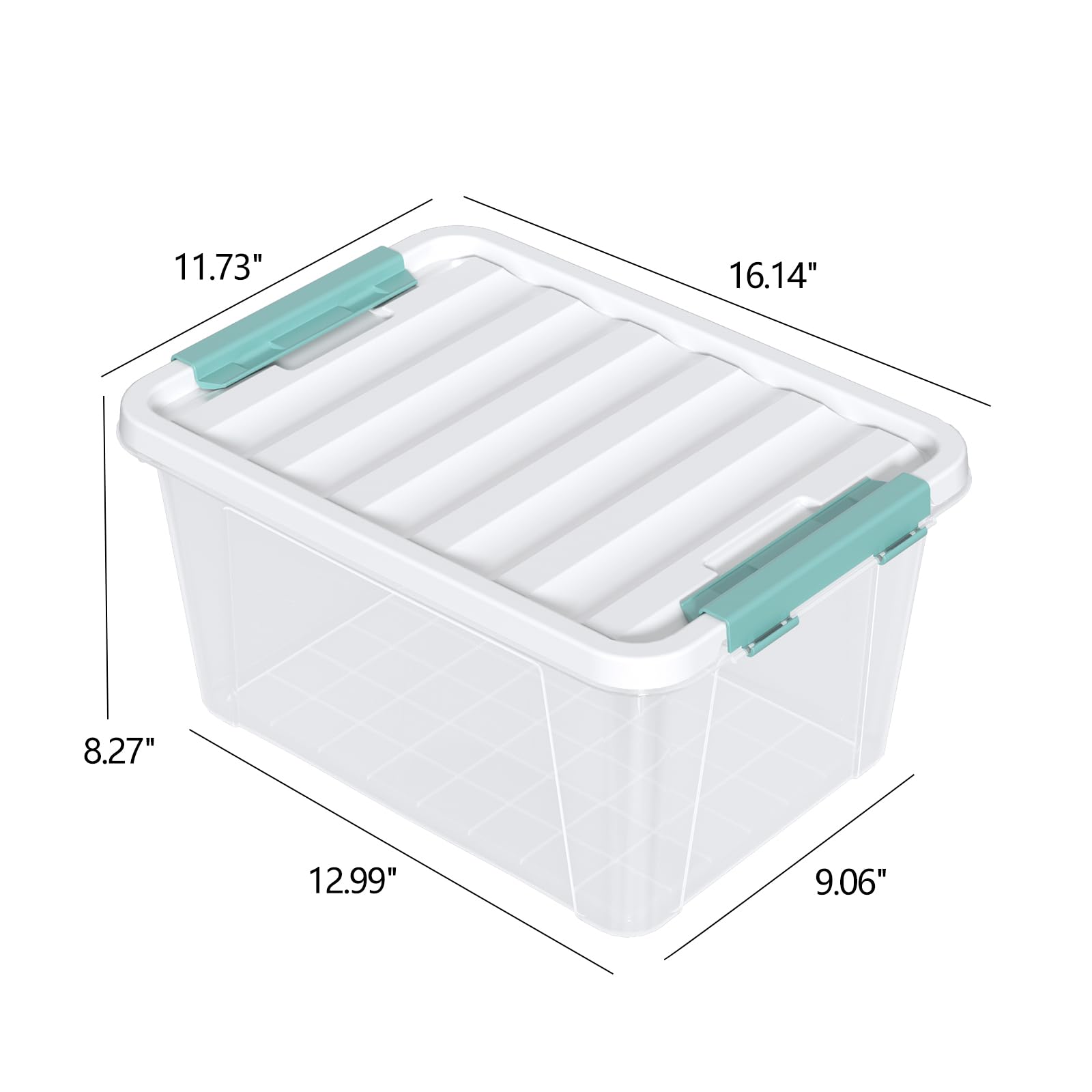 Nicesh 20 L Clear Latch Storage Box, 4 Pack Plastic Latch Storage Bins with Lid