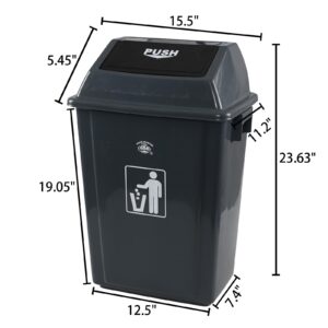 Tyminin 13 Gallon Plastic Swing Lid Trash Can, Outdoor Garbage Can, Grey, 4 Pack