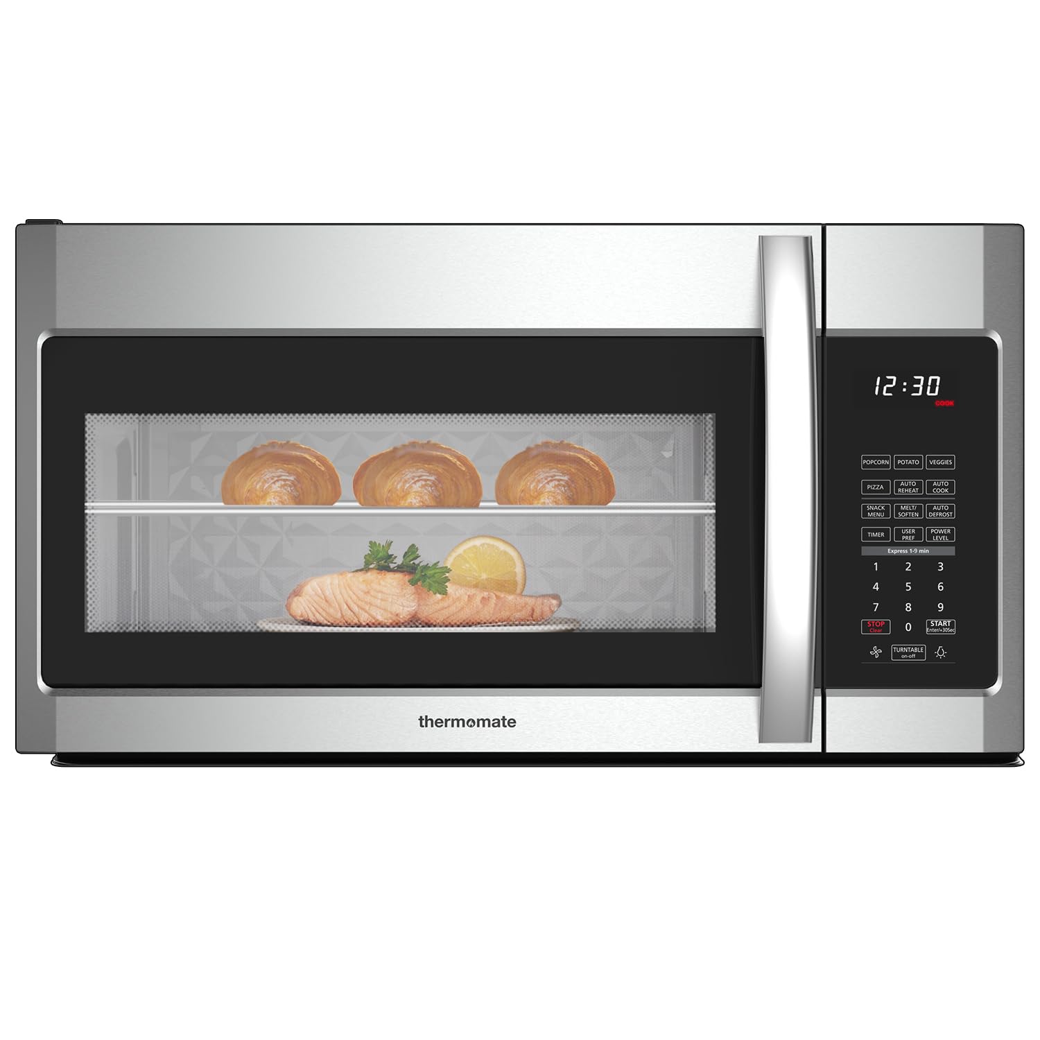 30" Over the Range Microwave Oven, thermomate 1.9 Cu. Ft. Capacity Microwave Over the Stove with One Touch, 1000 Cooking Watts, 400 CFM, 11 Power Levels, Sensor Cooking, LED Lighting, Stainless Steel