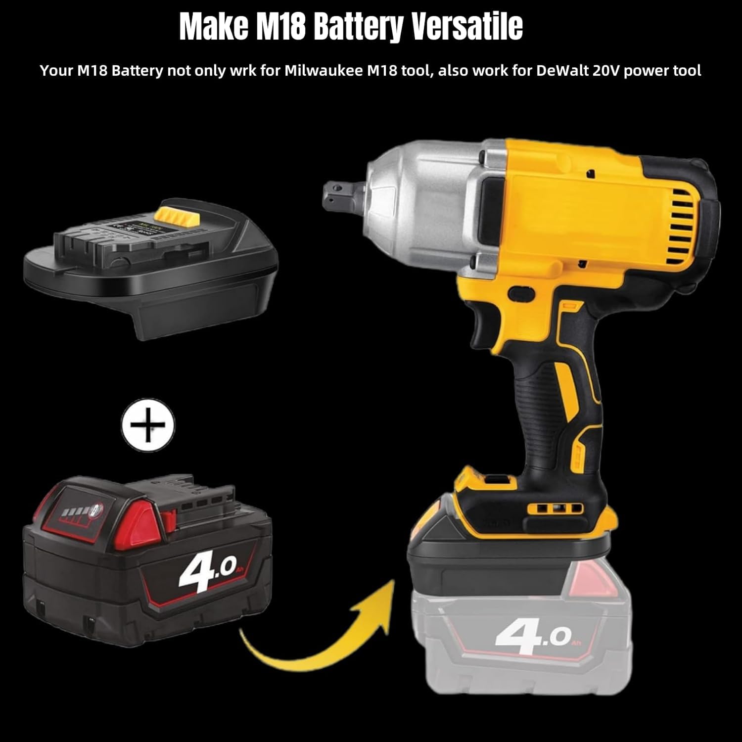 for Milwaukee Battery Adapter (for M18 Battery to for DeWalt 20V Tools)