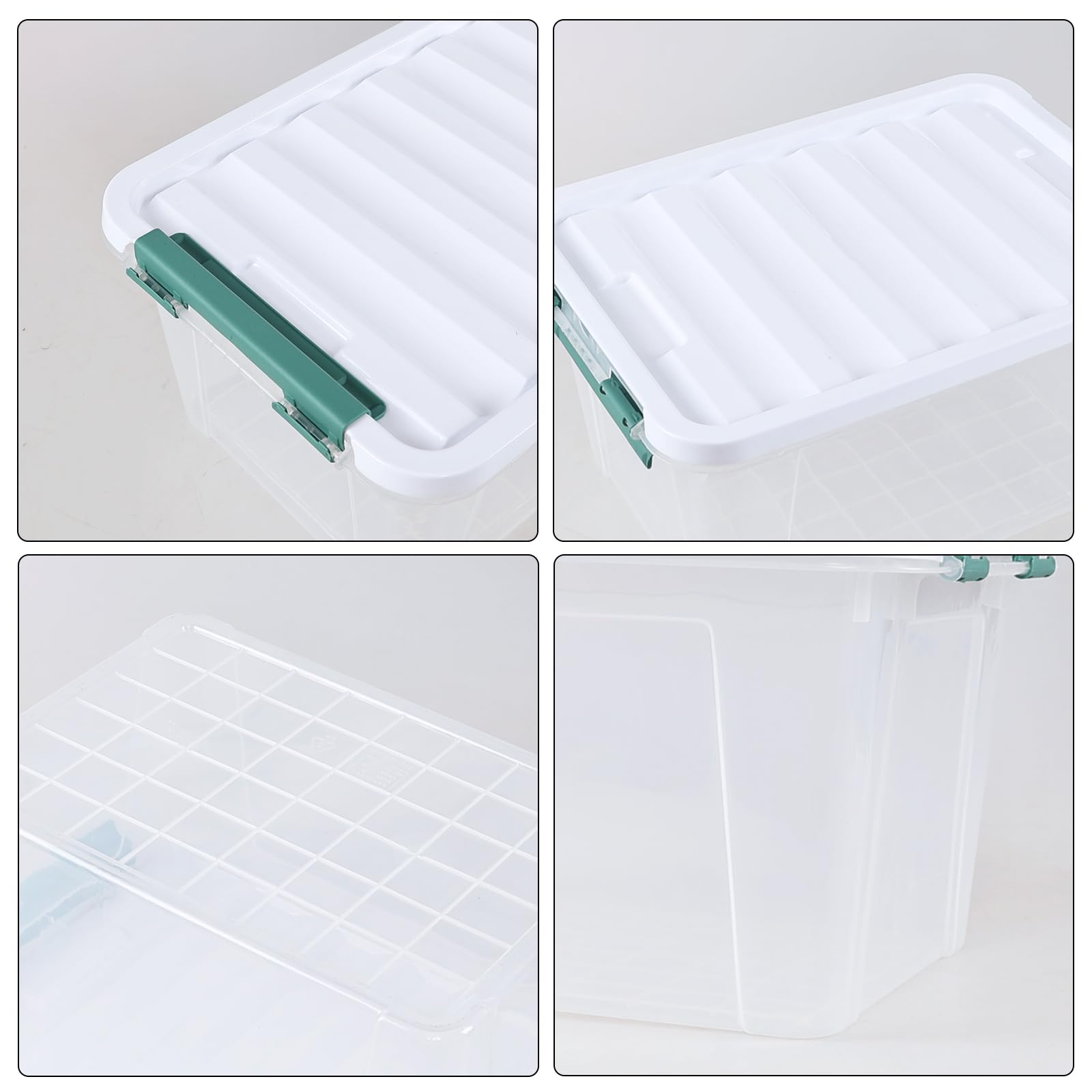 Nicesh 20 L Clear Latch Storage Box, 4 Pack Plastic Latch Storage Bins with Lid