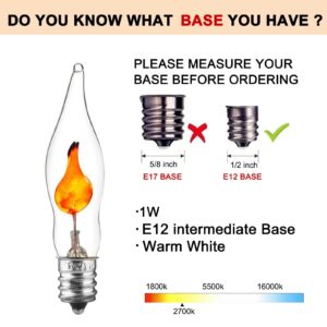 Supernoor Christmas Flickering Flame Light Bulbs,12 Pack C18 Flicker Flame Light Bulbs E12 Base 120 Volts 1 Watt for Electric Candle Lamps Window Candelabra Chandeliers Christmas Bulbs