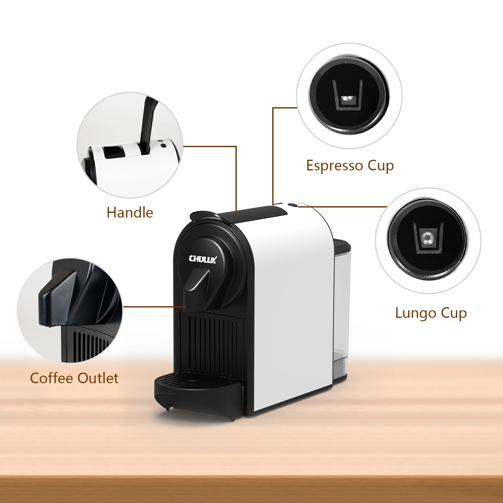 CHULUX Bafè-Pro Espresso Machine, Mini Espresso Machine for Nespresso Original Capsules, Single Serve Coffee Machine for Home Espresso & Lungo Maker, Italian ODE 20 Bar Pump