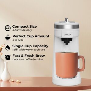 CHULUX 2 in 1 Mini Trip Coffee Maker for K Capsule & Ground Coffee, Single Serve Coffee Maker for One Cup Americano, Lightweight Pod Coffee Machine