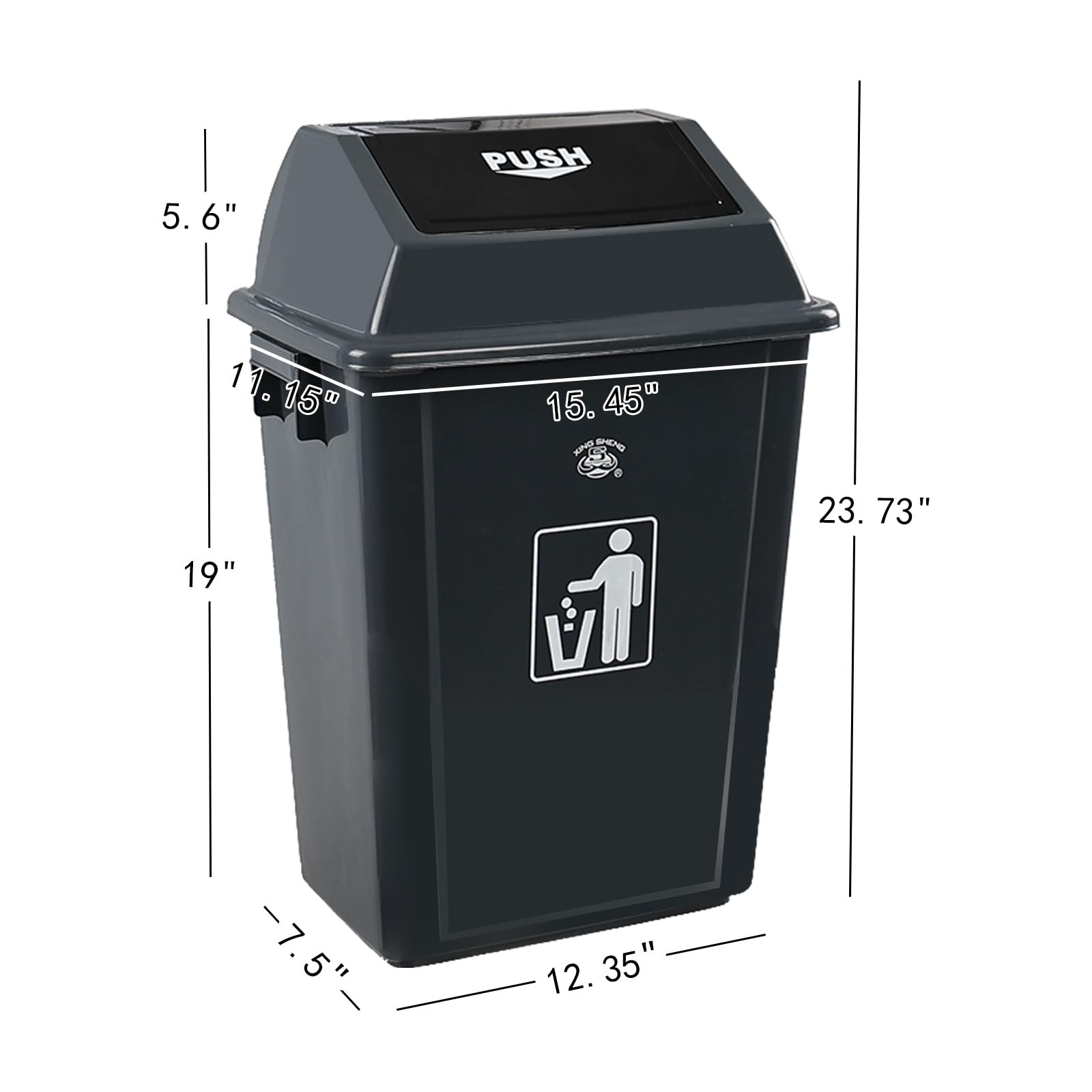 Afromy 4 Packs 13 Gallon Commercial Heavy-Duty Trash/Garbage Can, Swing Lid Waste Container for Home/Garage/Kitchen/Outdoor/Driveway