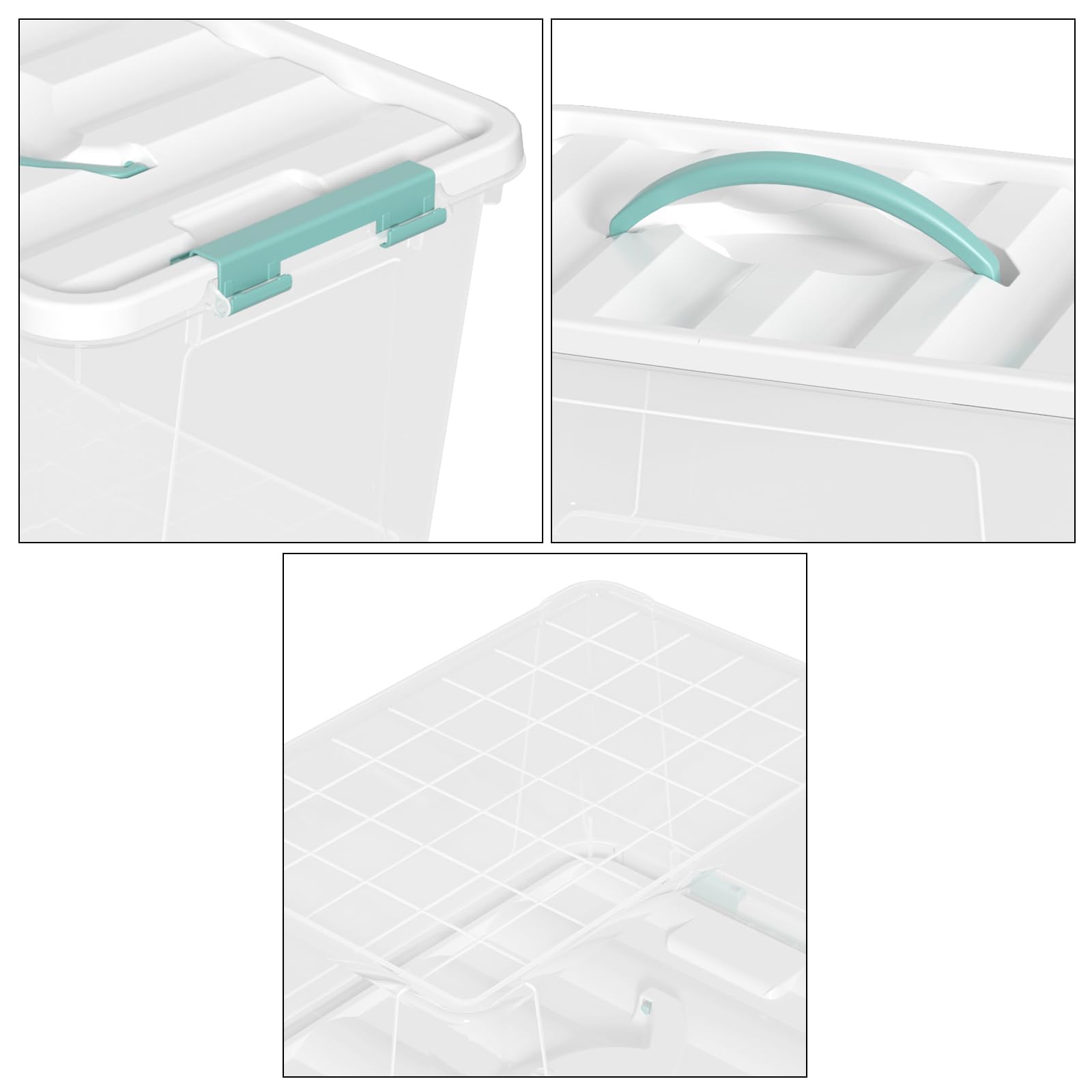 Nicesh 14 L Clear Plastic Storage Bins with Lid, Set of 4 Clear Latch Box with Top Handle