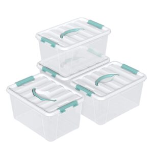 Nicesh 14 L Clear Plastic Storage Bins with Lid, Set of 4 Clear Latch Box with Top Handle