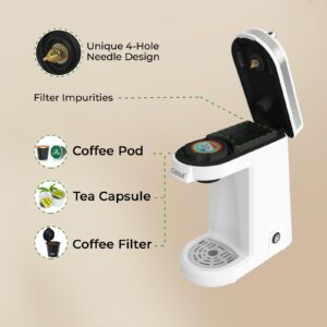 CHULUX 2 in 1 Mini Trip Coffee Maker for K Capsule & Ground Coffee, Single Serve Coffee Maker for One Cup Americano, Lightweight Pod Coffee Machine