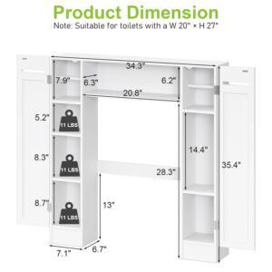 Short Over the Toilet Storage Cabinet – Freestanding Bathroom Space Saver with Adjustable Shelves, Toilet Paper Holder & Anti-Tip Design - Bathroom Organizer for Extra Storage, for Renters, Families